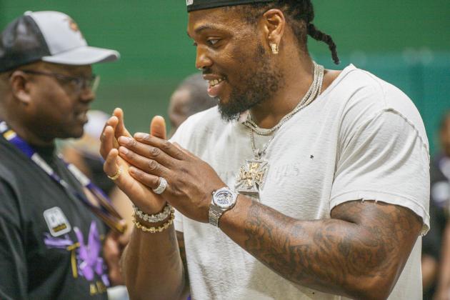 Baltimore Ravens running back and Yulee High School Graduate Derrick Henry returned to Yulee on June 13 for the Two All Community Day. Photo by Nick Blank/News-Leader