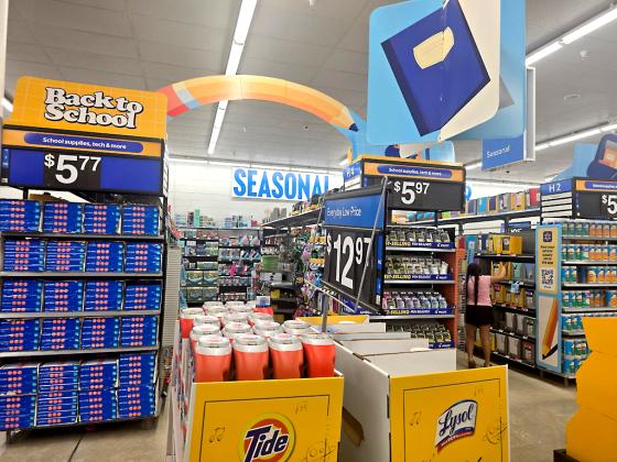 A child looks through school supplies Wednesday at the Walmart on Amelia Island. Photo by Ashley Chandler/News-Leader