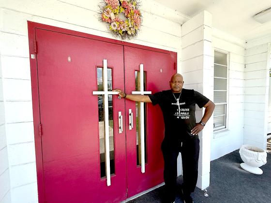 Aldo Brown stands in front of First Missionary Baptist Church. The Nassau County Extreme Weather Coalition partnered with the church to open the cooling center. Photo by Nick Blank/News-Leader