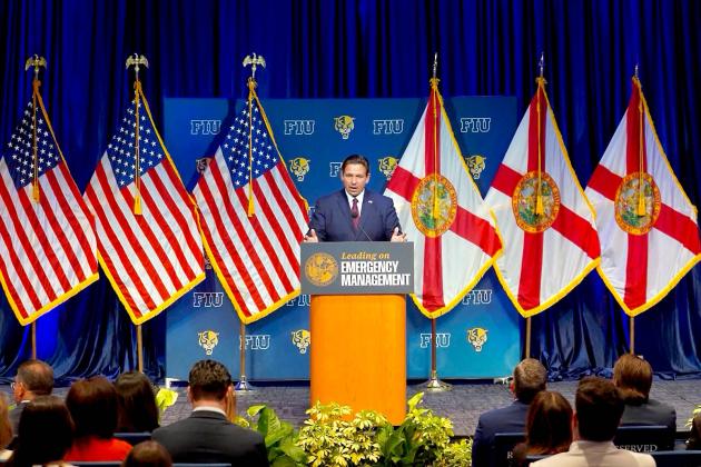 Gov. Ron DeSantis speaks at a Florida International University on Wednesday. Provided photo