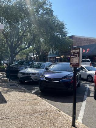 Paid Parking sign in Downtown Fernandina Beach. 