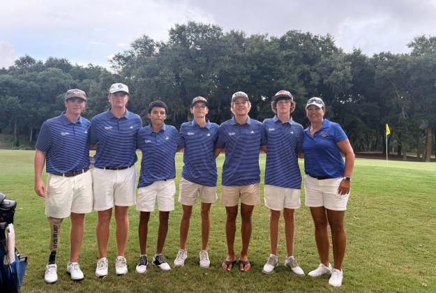 Fernandina Beach High School’s boys varsity golf team with Head Coach Christina Steffen, right. Submitted