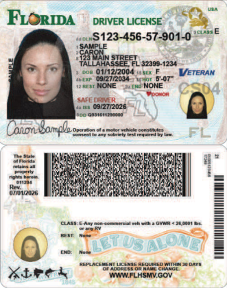 The newly design Florida driver license features iconic pieces of the state’s history, such as Castillo de San Marcos, Space Shuttle Discovery, an orange, an alligator and a manatee. provided photo