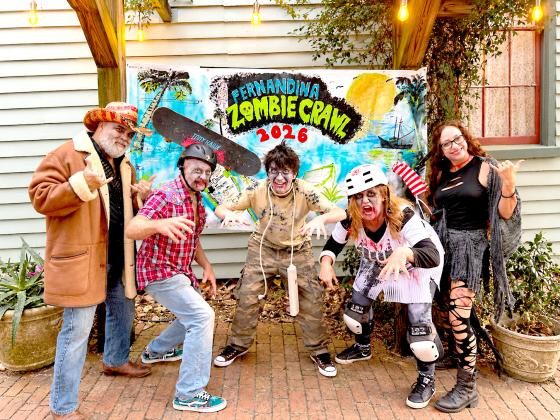 Zombies ‘crawled’ across downtown Fernandina Beach on Saturday to help raise money to expand the Friends of Fernandina Skatepark. Submitted