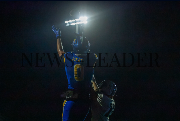 Ethan Watts makes a reception in the end-zone Friday. Photo by Suzi Hamilton/For the News-Leader