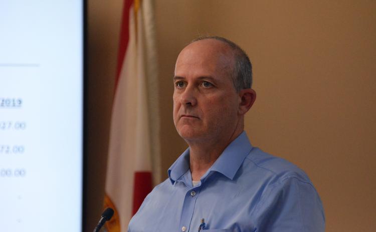 Nassau County Office of Management and Budget Director Chris Lacambra presents an updated Fleet Replacement Program to discuss possible vehicle replacements and acquisitions with commissioners.