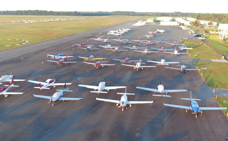 One hundred sixty-five aircraft parked at the Fernandina Beach Municipal Airport last week for the Cirrus Owners Pilots Association Migration annual event. Submitted photo.