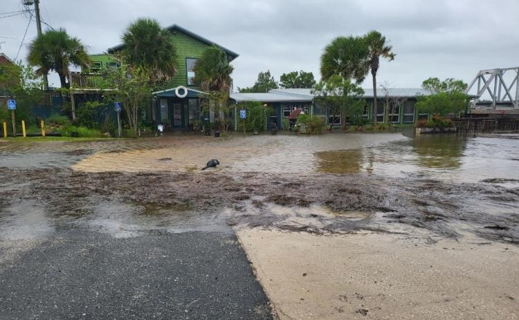 Since Nassau is a coastal and riverine county, it is especially susceptible to weather events and flooding. Pictured is Hurricane Ian’s flooding impact on Nassau County. Photo of courtesy of the city of Fernandina Beach.