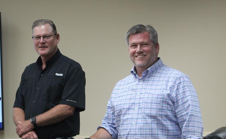 Matt McPhail, right, was introduced to the OHPA Commission by port operator senior director of operations Butch Gilbert. Photo by Julia Roberts/News-Leader