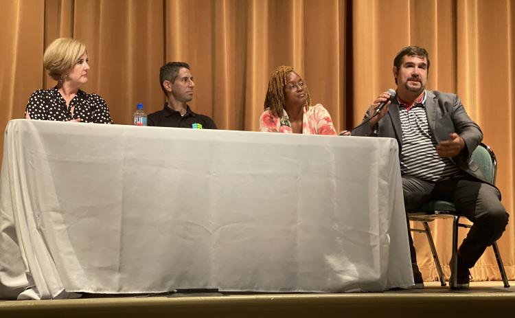 Democratic Club of Amelia Island’s legislative forum panelists included, from left, Michell Dillon, Jon Harris Maurer, Angie Nixon and Sam Coodley. Photo by Tracy Dishman/News-Leader