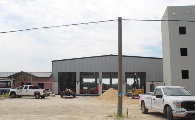 This pole is in front of Fernandina Beach Fire Station 2, currently under construction on Airport Road. It will be removed in order to allow fire trucks to access the new station. City Commissioner Chip Ross objects to the city paying $30,000 to AT&T to remove the pole, which he says the company had no right to put on that location.