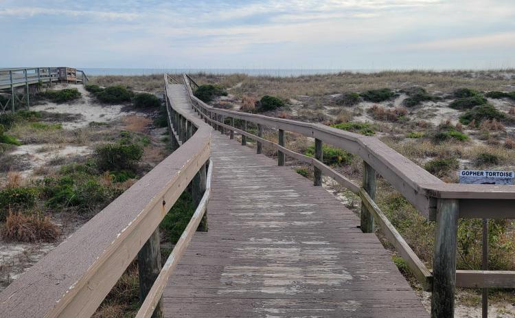 The Nassau County Board of County Commissioners changed an ordinance this month, allowing Municipal Service Taxing Unit funds, commonly known as the sand tax, to be used to build and maintain dune walkovers. The walkovers allow access to Amelia Island beaches while protecting the dunes from damage due to people walking over them. Photo by Julia Roberts/News-Leader