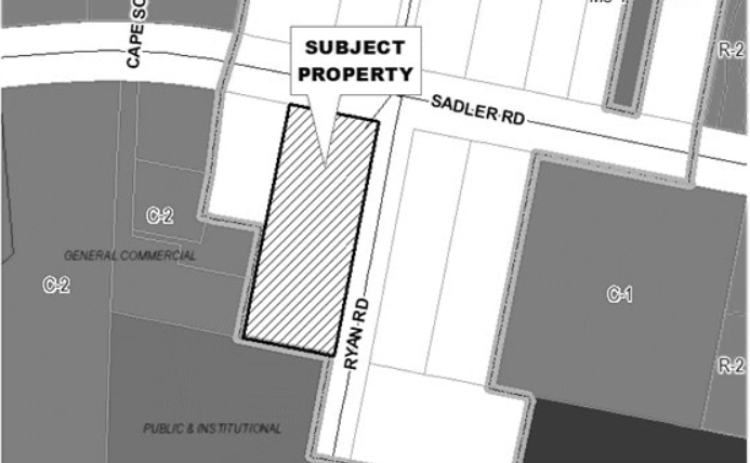 Up to 12 townhomes are planned for the approximately 1.4-acre parcel located at 2194 Ryan Road. Submitted