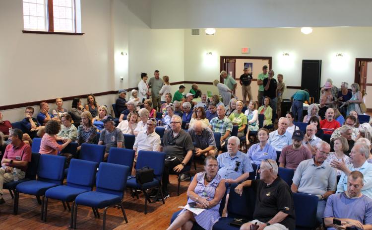 The Peck Center auditorium was standing room only when No Bioethanol Fernandina held a town hall meeting last week. Photo by Julia Roberts/News-Leader