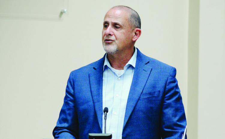 Assistant County Manager Marshall Eyerman talks Aug. 8 during the Opioid Settlement Task Force's first meeting. Julia Roberts/News-Leader