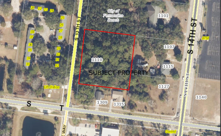 This parcel on South 13th Street could be Sea La Vie, a development featuring eight townhomes and one single family unit, if the plat is approved by the Fernandina Beach City Commission. The city's Conservation and Planning Department said 47% of the trees on the site would be left in place if the subdivision is constructed.
