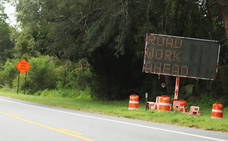 A Road Work Ahead sign in June in Nassau County. Photo by News-Leader