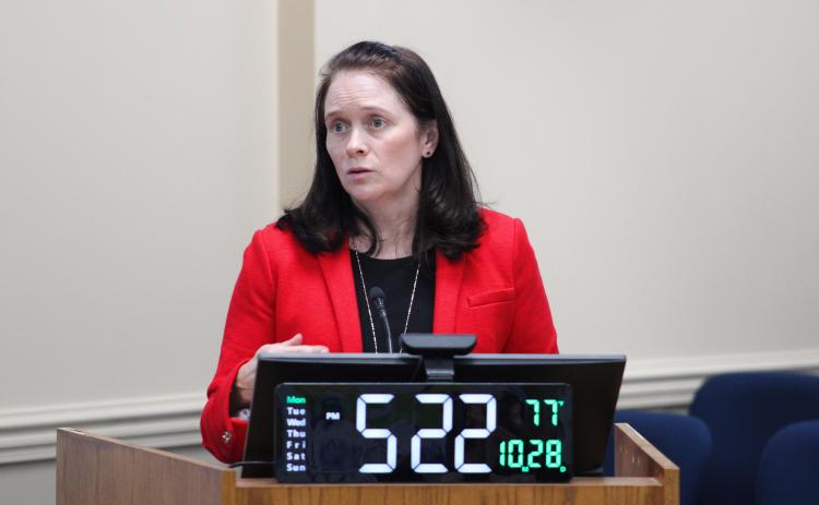 Deputy County Attorney Abigail Jorandby gives a presentation on Nassau County's Municipal Service Taxing Units and Municipal Service Benefit Units on Monday at the Board of County Commissioners meeting. Photo by Julia Roberts/News-Leader