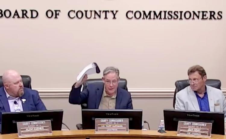 Chairman of the Board of County Commissioners A.M. "Hupp" Huppmann recommended citizens take a look at the audit done by Purvis Gray & Company, LLP on Monday at the meeting in the Commission Chambers. From left, commissioners Klynt Farmer, Huppmann and Jeff Gray. Submitted