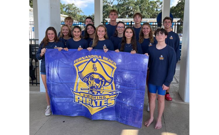 The 2025 Pirate swim team at practice last week. Photo courtesy of Fernandina Beach High School Swim team
