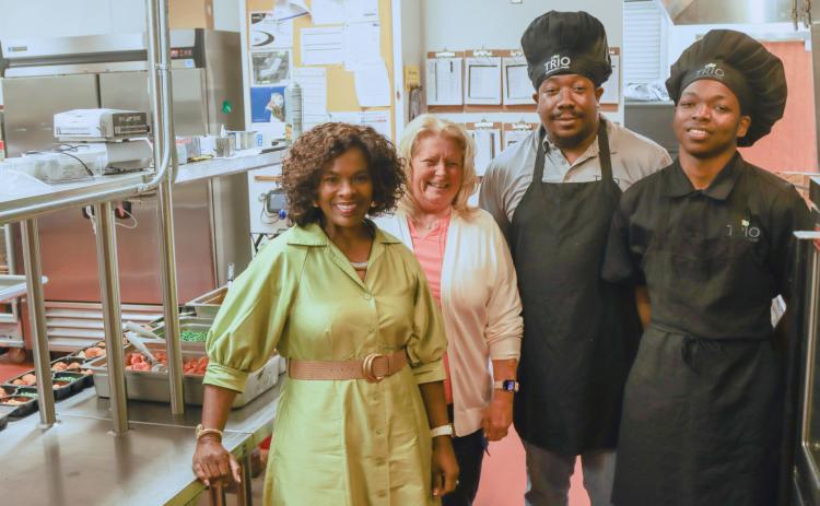 From left: Janice Ancrum, Chef Davron Wright, Chef Cavon Norris and Donna Granieri in the kitchen at Nassau County Council on Aging. Photo by Ashley Chandler/News-Leader
