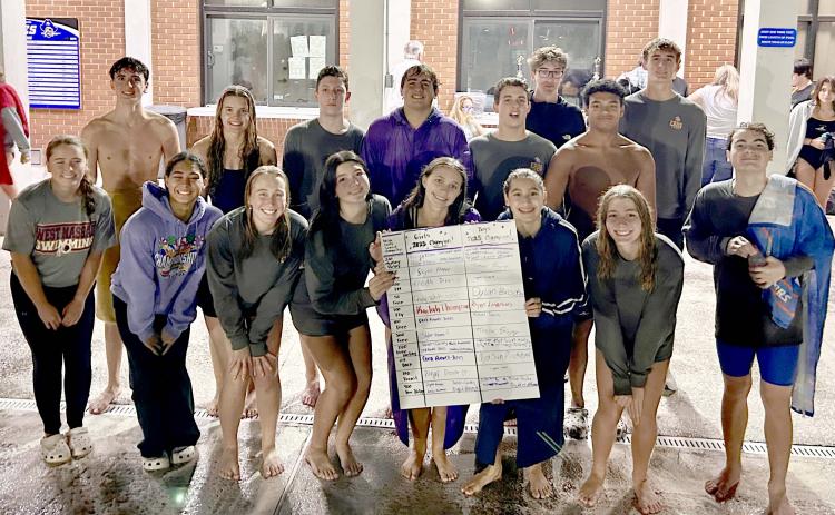 FBHS swimmers after the 2A Swimming District Championships. Submitted
