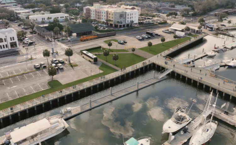 The city rendor of the future plan for the marina following the demolition of Brett's Waterway Cafe.