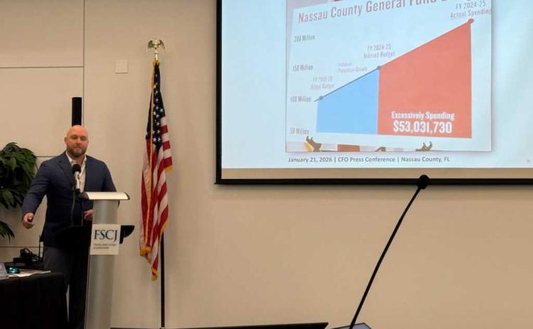 County Manager Taco Pope presents at the Winter Strategic Planning Session on Thursday. Nick Blank/News-Leader