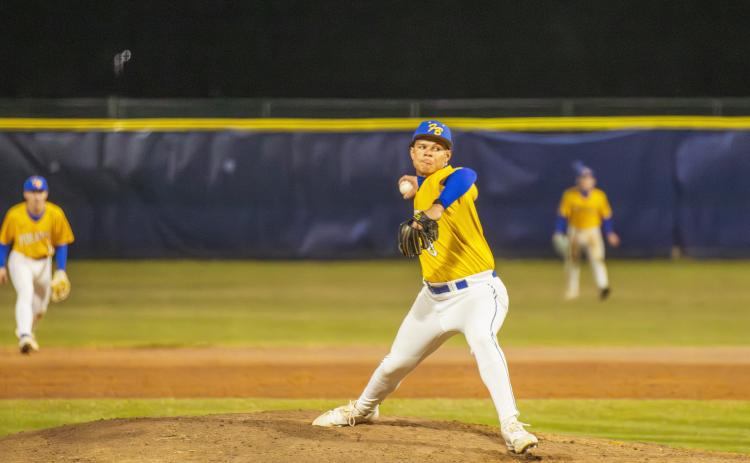 Fernandina Beach High’s Trace Farmer pitches in a game earlier this season. Photo by Ashley Chandler/News-Leader