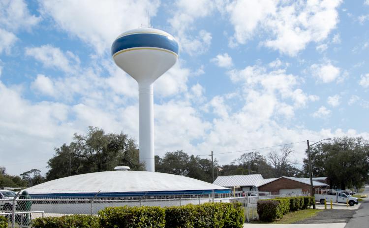 The Fernandina Beach water tower and Water Treatment Plant on Monday located at Atlantic Avenue and 11th Street. Photo by Ashley Chandler/News-Leader