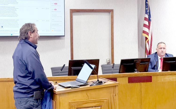 Nate Parsons speaks during the City of Fernandina Beach Commission meeting on Tuesday. Nick Blank/News-Leader