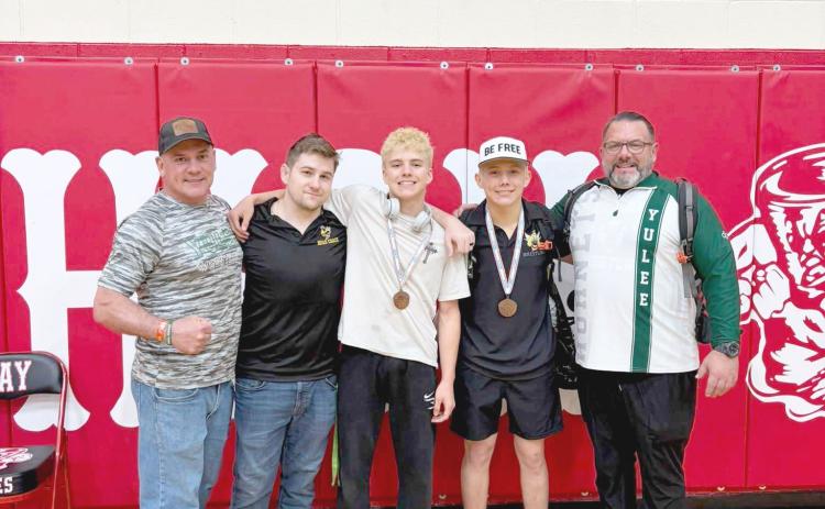 Sloan Denison and Lincoln Brehmer are heading to the State tournament in wrestling for Yulee High School after they placed during the regional tournament. Submitted