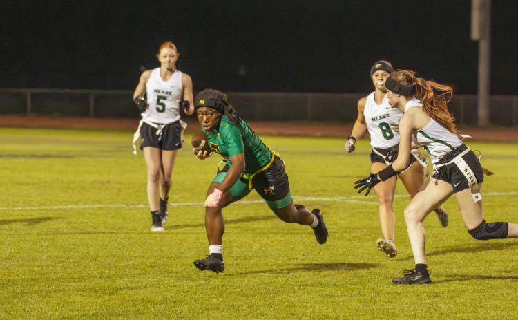 Yulee High School flag football took on Nease on March 31. Photo by Ashley Chandler/News-Leader