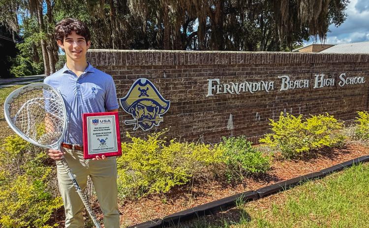 Fernandina Beach lacrosse player and Class of 2026 Salutatorian Dominic Cortes was named an USA Lacrosse North Florida Chapter Academic All-American. Photo by Nick Blank/News-Leader
