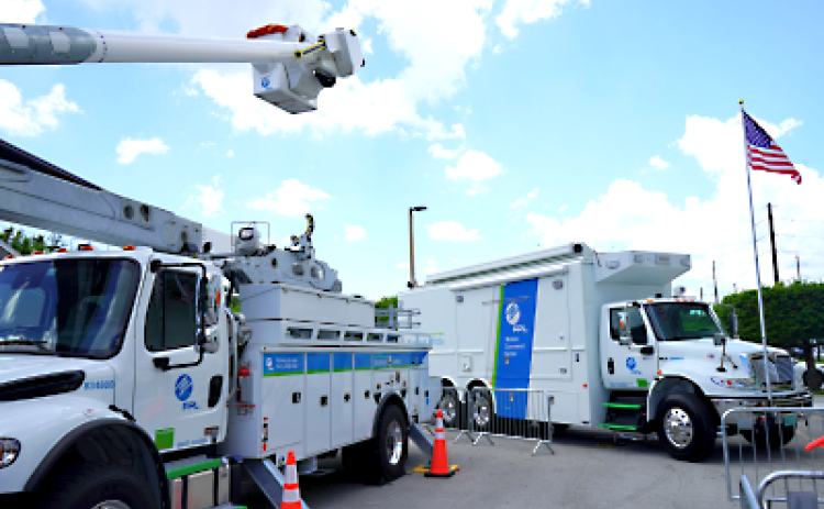 Florida Power & Light crews participated in a hurricane drill as part of hurricane season preparedness on May 14. Submitted photo