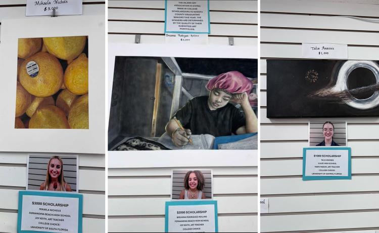 Mikaela Nichols, left, Breanna Rodriguez-Rollins, middle, and Talia Anassis, right, were awarded scholarships from the Island Art Association. The local art group says the scholarships were awarded based on the quality of their submitted art portfolios.