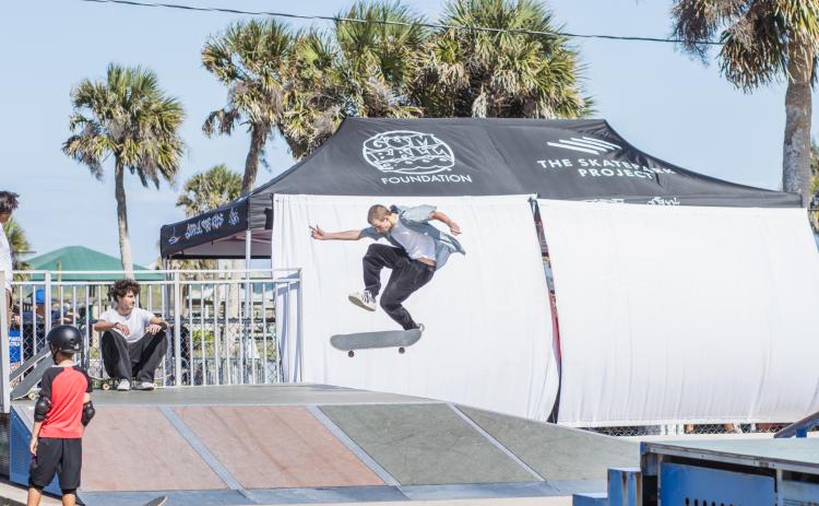 The Gumball 3000 Skate Showcase and equipment giveaway was held June 5 at Poe Pinson Skate Park. Photo by Ashley Chandler/News-Leader