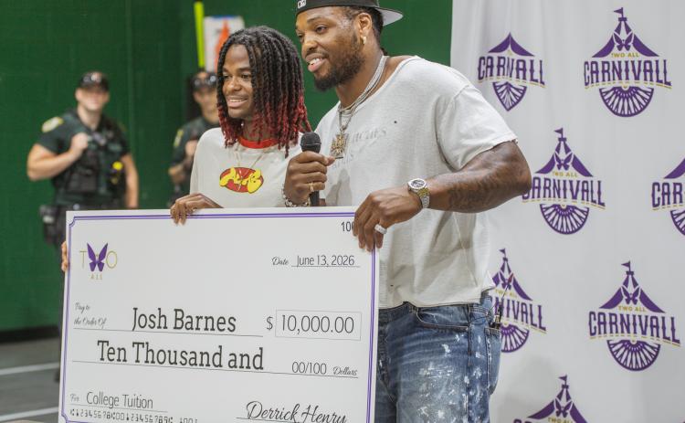 Baltimore Ravens running back and Yulee High School Graduate Derrick Henry returned to Yulee on June 13 for the Two All Community Day. Photo by Nick Blank/News-Leader