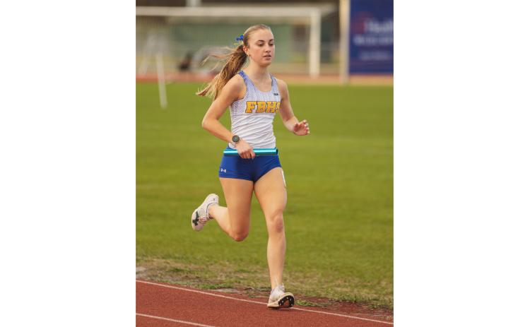Mikaela Nichols runs in a track meet at Yulee High School in March. Nichols is one of 10 recipients of the 2026 AAU National Scholarship. Photo by Ashley Chandler/News-Leader