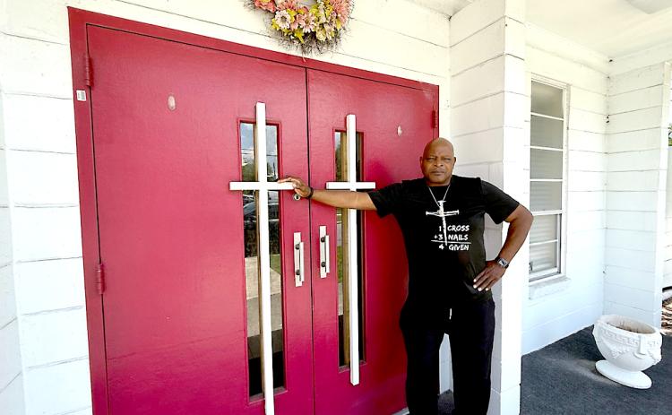 Aldo Brown stands in front of First Missionary Baptist Church. The Nassau County Extreme Weather Coalition partnered with the church to open the cooling center. Photo by Nick Blank/News-Leader