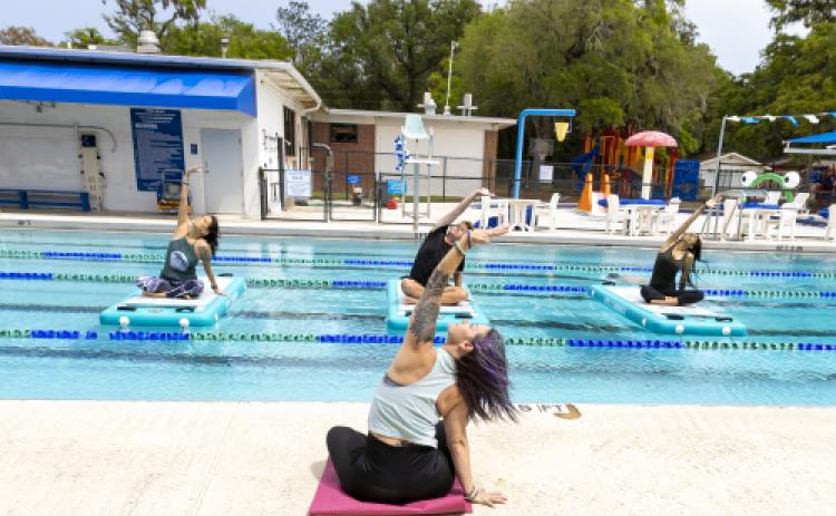 Kellie Boston leads the small-group Aqua Yoga classes held twice monthly at the Atlantic Recreation Center. Submitted