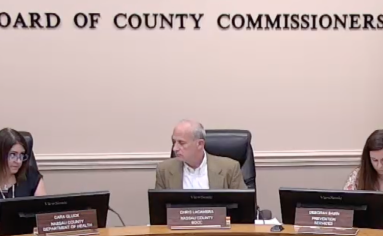 Some of the committee-members of the Opioid Settlement Task Force at the June 21 committee meeting. From left, Cara Gluck, Chairman Chris Lacambra and Deborah Babin. Image from screenshot
