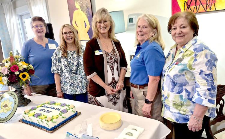 Evelyn Moore, Beverly Williams, Karen Stanley, Pam Dawson and Elisabeth Beekman celebrated a decade of the Bartram Garden Club on Thursday. Submitted