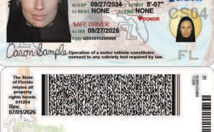 The newly design Florida driver license features iconic pieces of the state’s history, such as Castillo de San Marcos, Space Shuttle Discovery, an orange, an alligator and a manatee. provided photo
