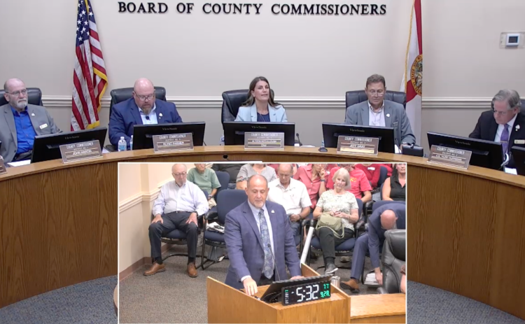 Assistant County Manager Marshall Eyerman presented to the board Monday during the final hearing to adopt the countywide budget and millage rates. Image from screenshot