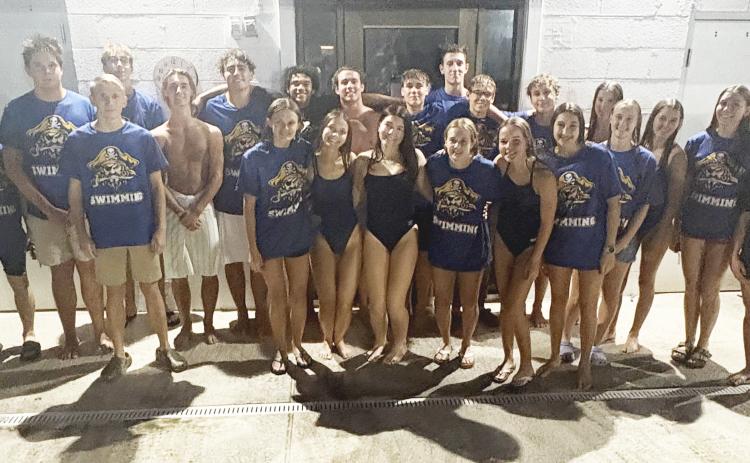 The Fernandina Beach High School Pirates finished first at the Nassau County Swim Championships, placing first in 19 out of 22 events. Submitted photo