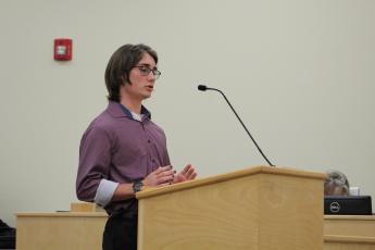 Yulee High School senior Avery Gallagher braved his first school board meeting to tell the board how important Principal Roody Joinville is to the students.