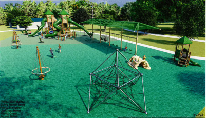Central Park will look very different with new playground equipment purchased with a $500,000 donation from resident Betty Burke. The purchase will be made this month, with a dedication of the equipment set for Feb. 5, the birthday of Burke’s late husband.