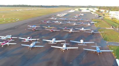 One hundred sixty-five aircraft parked at the Fernandina Beach Municipal Airport last week for the Cirrus Owners Pilots Association Migration annual event. Submitted photo.