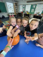 Kids in Mrs. Spikes’ class at Southside Elementary School learn about their five senses with the help of a pumpkin. The school district is hopeful the additional funds from the millage with help keep quality teachers like Spikes.